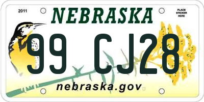 NE license plate 99CJ28