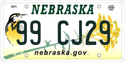 NE license plate 99CJ29