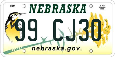 NE license plate 99CJ30