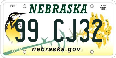 NE license plate 99CJ32