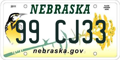 NE license plate 99CJ33