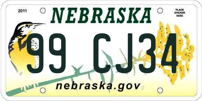 NE license plate 99CJ34