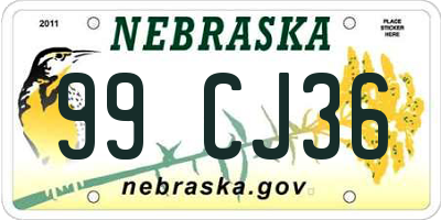 NE license plate 99CJ36