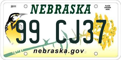 NE license plate 99CJ37