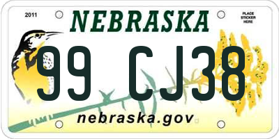 NE license plate 99CJ38