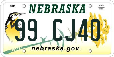 NE license plate 99CJ40