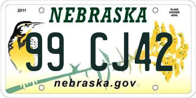 NE license plate 99CJ42