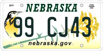 NE license plate 99CJ43