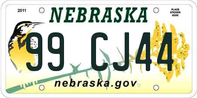 NE license plate 99CJ44