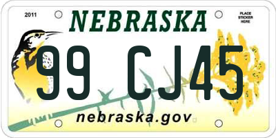 NE license plate 99CJ45