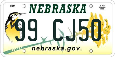 NE license plate 99CJ50