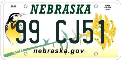 NE license plate 99CJ51