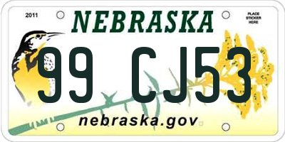 NE license plate 99CJ53