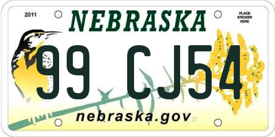 NE license plate 99CJ54