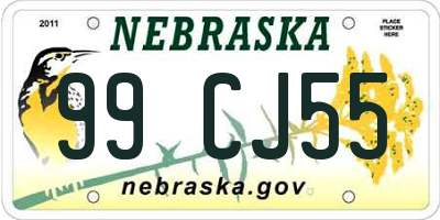 NE license plate 99CJ55