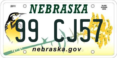 NE license plate 99CJ57