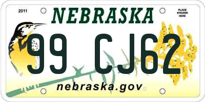 NE license plate 99CJ62