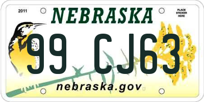 NE license plate 99CJ63