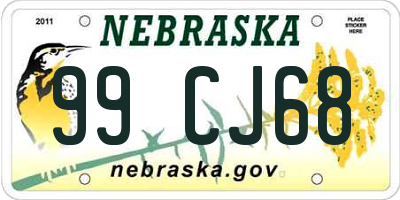 NE license plate 99CJ68