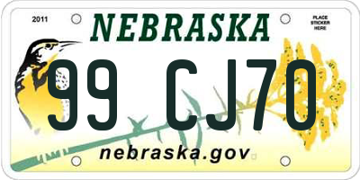 NE license plate 99CJ70