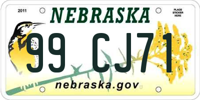 NE license plate 99CJ71