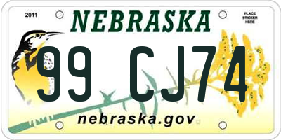 NE license plate 99CJ74