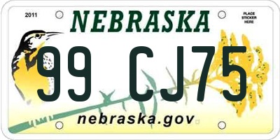 NE license plate 99CJ75