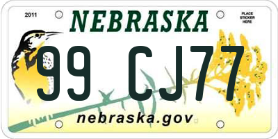 NE license plate 99CJ77