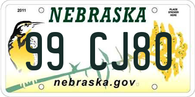 NE license plate 99CJ80