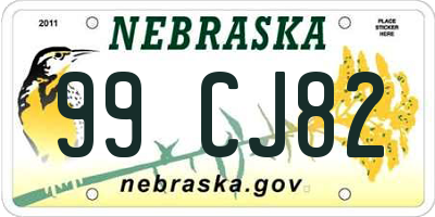 NE license plate 99CJ82