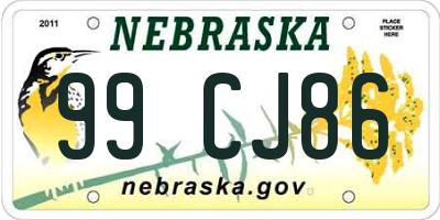 NE license plate 99CJ86