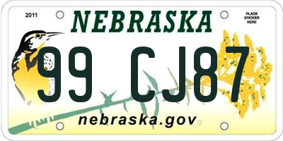 NE license plate 99CJ87