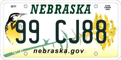 NE license plate 99CJ88