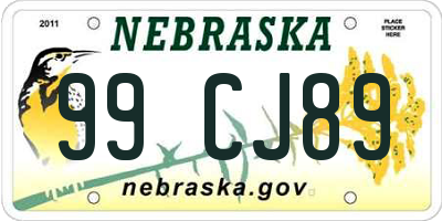 NE license plate 99CJ89