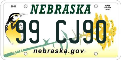 NE license plate 99CJ90