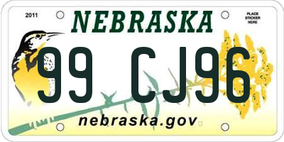 NE license plate 99CJ96