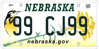 NE license plate 99CJ99