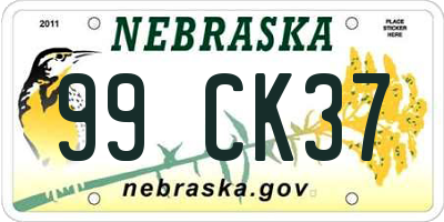 NE license plate 99CK37