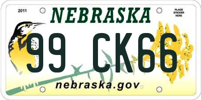 NE license plate 99CK66