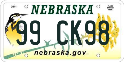 NE license plate 99CK98