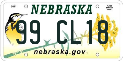NE license plate 99CL18