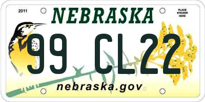 NE license plate 99CL22