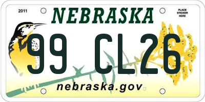 NE license plate 99CL26