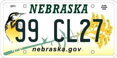 NE license plate 99CL27