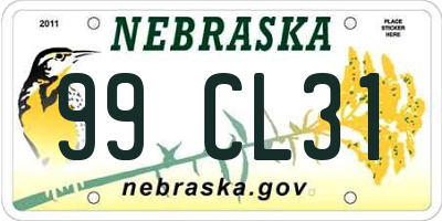 NE license plate 99CL31