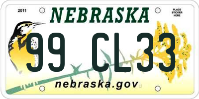 NE license plate 99CL33
