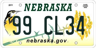 NE license plate 99CL34