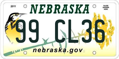 NE license plate 99CL36