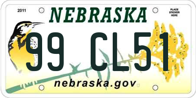 NE license plate 99CL51