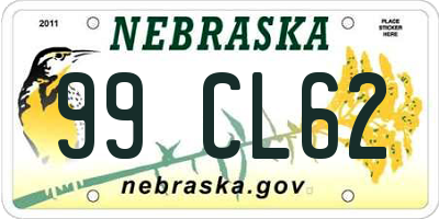 NE license plate 99CL62